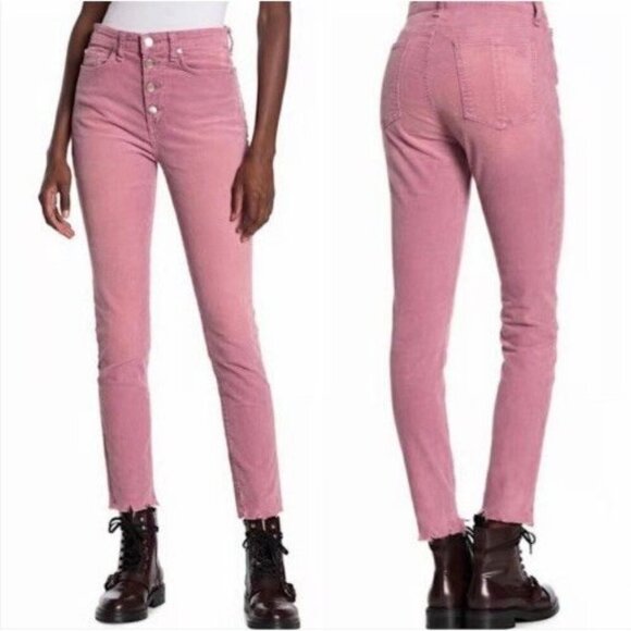 Rag & Bone Nina High-Rise Ankle Skinny Corduroy Button Fly Jeans Size 27 Mauve - Picture 1 of 14